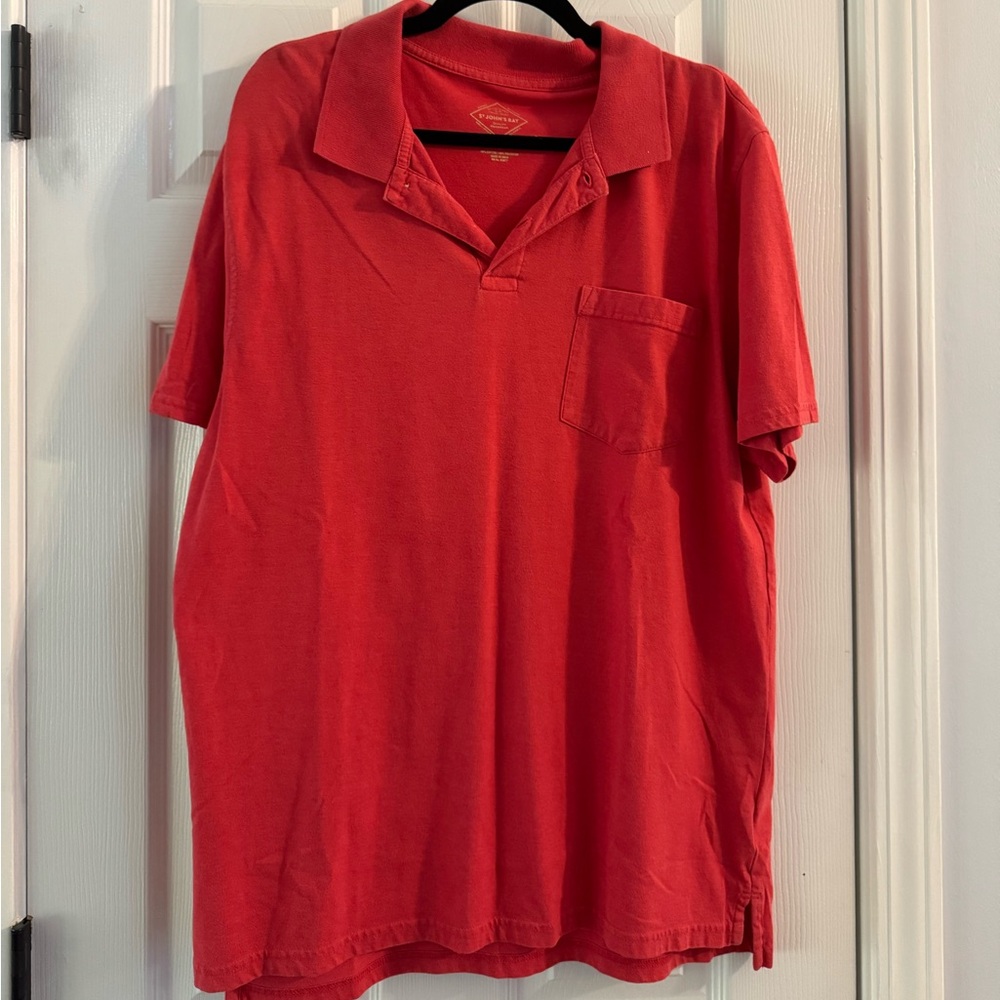 Men's Red Short-Sleeve Polo Shirt with Chest Pocket